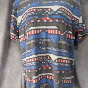 LuLaRoe Women's T-Shirt Dirt Bike Racing Pattern Small